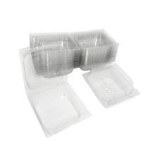 Caja de plástico rectangular transparente desechable con tapa, envase de embalaje para repostería, pasteles, rollos suizos, mochi y ensaladas de verduras - transparente - Ver 4