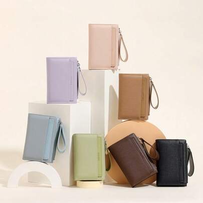 Foldable New Arrival Large-Capacity Short Women's Wallet With Wrist Strap Card Holder Coin Purse Portable Small Card Case With A Little Card Holder Money Bag