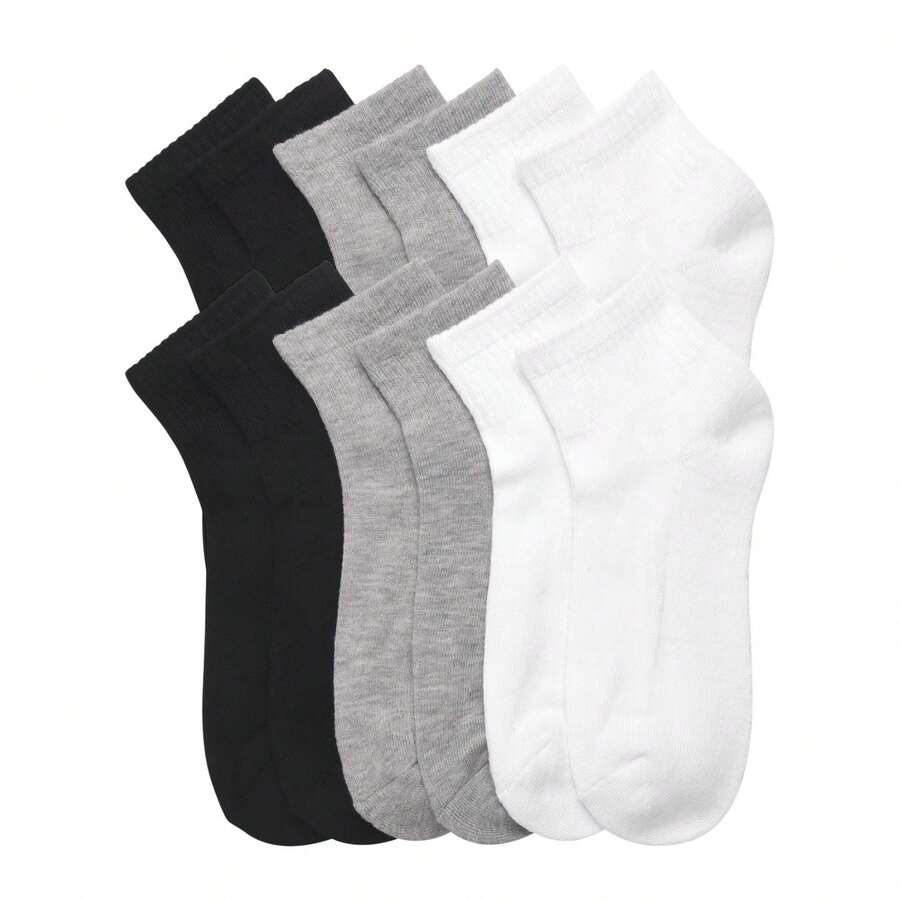 12 Pairs Cotton Cushion Quarter Socks Cotton Blend Athletic Sports Workout Running Socks Comfort Cozy Sweat-Absorbing Anti-Slip Comfy Value Pack - 四分之一什錦色包 - 查看 1