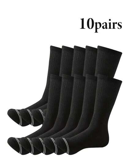 1/5/10 Pairs Men's Plus Size Athletic Socks, Moisture-Wicking Breathable Lightweight Casual Crew Socks