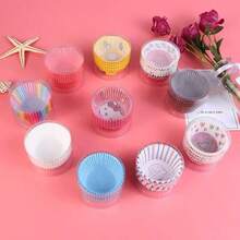 100 chiếc/gói Giấy lót bánh cupcake in ngẫu nhiên, cốc giấy chống dầu mỡ, quà tặng Ngày của Mẹ, đồ dùng cho mẹ, dụng cụ làm bánh - Nhiều màu - Xem 4
