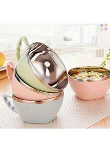 Stainless Steel Noodle Bowl With Handle: Perfect For Rice, Soup, And Instant Noodles - Includes Lid And Handle - Durable And Rust-Resistant - Multicolor - View 8