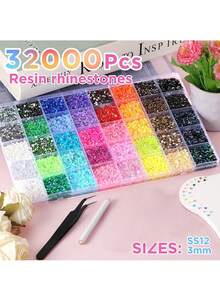 3mm, 4mm, 5mm Mixed Color Rhinestone Set With Tweezers, Suitable For Handmade Crafts, Decoration, Applicable To DIY Handicrafts, Clothing, Cups, Shoes, Fabrics, Etc. - Nhiều màu - Xem 3