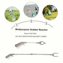 83厘米可伸缩不锈钢垃圾拾取器，握感舒适，适合孕妇、户外垃圾收集、卫生清洁使用，重型不锈钢抓取工具 - 超长83/100厘米伸缩杆，符合人体工程学的手柄，适合孕妇、清洁工、园艺工作者使用 - 适用于家庭、医院、户外清洁 - 耐用轻便设计 - A - 查看 6