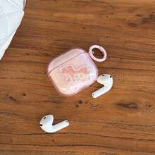 极简半透明粉色星星、蝴蝶结、天使、小马耳机保护套,兼容 Pro 3、新款Pro 2、可爱Apple 4,极简3代个性化耳机保护套,适合女孩使用。 - 粉色 - 查看 7