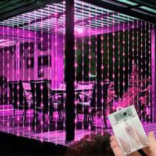 600/300/200/100 LED Curtain Lights, Without Remote Control, Fairy Tale Lights, 8 Curtain Light Modes, Battery Powered, Suitable For Christmas, Halloween, Bedroom, Window, Wedding, Party, Background Decor - Battery Box Curtain Light - View 7