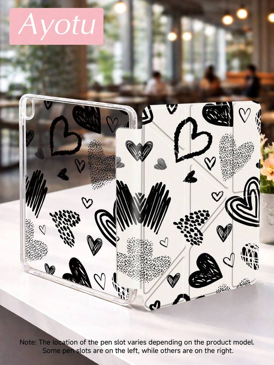 Ayotu Black Line Heart Case Witch For Y Stand Flip Case Compatible With Ipad A16 ,Pro 13 12.9 11, Air 11 13, Mini, Air 11inch Case,Kindle (11th Generation-2024 Release)