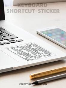 1pc Keyboard Shortcut Sticker For Apple/Windows Laptop, Compatible With Word And Excel Software - Black - View 5
