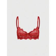 [Free Shipping] Goth Floral Lace Underwire Triangle Cup Bra, For Valentine's Day - Red - View 1