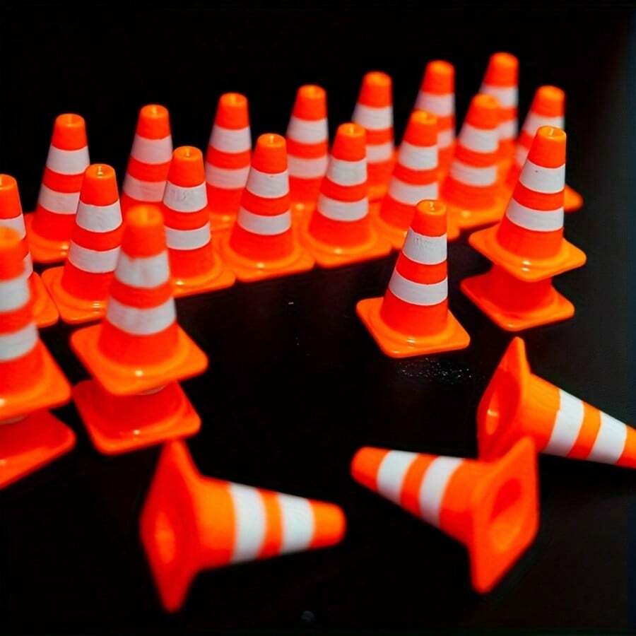 迷你交通锥，塑料路障标志玩具，模拟交通场景道具，理想的圣诞礼物填充物，冬季新年完美之选 - 彩色 - 查看 1