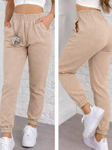Women's Thick Jogger Sweatpants With High Waist - kerinduan - View 2