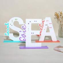 1pc Personalized Acrylic Earring Holder, Customized Letter Jewelry Storage Box, Customized 3D Name Display Stand, Desktop Display Case, Creative Home Jewelry Organizer, Acrylic Letter Earring Display Rack - Multicolor - View 2