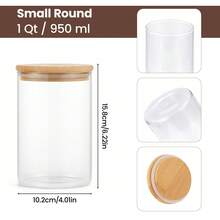 3PCS Large Glass Storage Jars – Airtight Pantry Containers For Spaghetti, Pasta, Cereal, Flour & Rice, Clear Kitchen Countertop Canisters - Transparente - 950 ml*3 - Ver 2