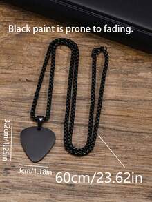 1入不鏽鋼男士平滑吉他撥片吊墜項鍊 - 吉他撥片吊墜 - 查看 2