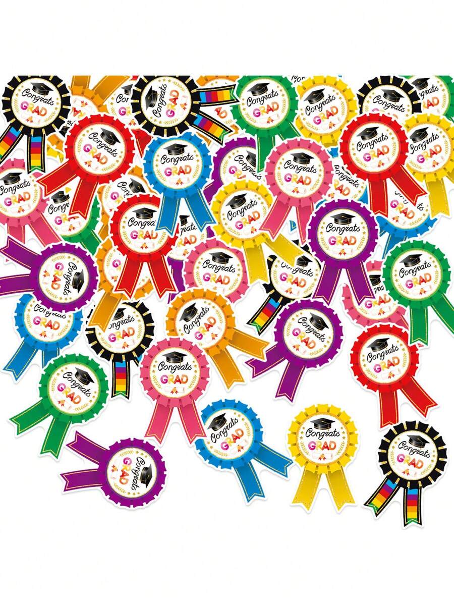 8pcs/Pack Graduation Season Badge Envelope Stickers, Paper Sticker Set, DIY Self-Adhesive Badge Stickers Envelope Stickers - Multiple Styles - View 1