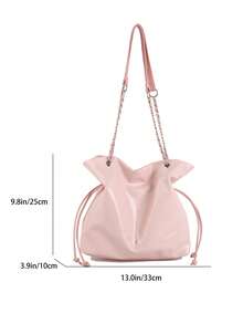 A Sophisticated Retro-Style Daily-Use Large-Capacity Commuter Minimalist And Versatile Exquisite Bag, A 2026 New Model For Ladies With A Chain Strap And Shoulder Across The Armpit. - Pink - View 3