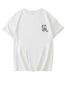 Sommer Neue Lässige Schlabber-Lebensmittel & Getränke Frühstück Muster Rundhals Kurzarm T-Shirt, Modischer vielseitiger Alltags-Damenshirt Weiß - Weiss - Übersicht 4