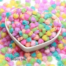 100/200/500pcs 8mm Colorful Transparent Acrylic Heart Beads, For Jewelry Making DIY Crafts, Decorative Beads - Mixed Colors - View 10