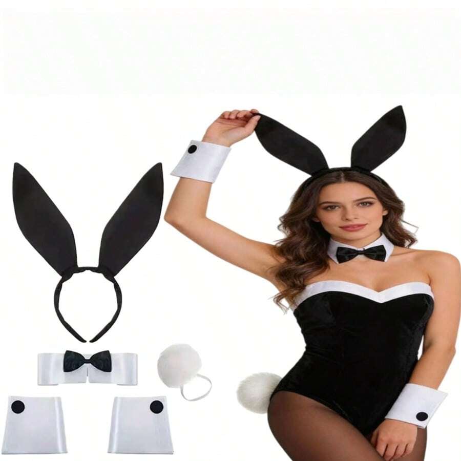 Bộ 5 băng đô tai thỏ, trang phục thỏ cho bé gái, phụ kiện tiệc Halloween, lễ Phục Sinh. - Xem 1