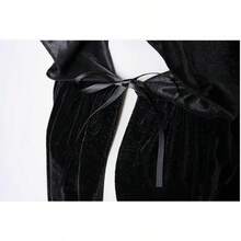 Capa de terciopelo Pleuche de Navidad, disfraz Medieval con capucha, bruja, Wicca, vampiro, disfraz de Halloween y Navidad R60T - Gris - Ver 11