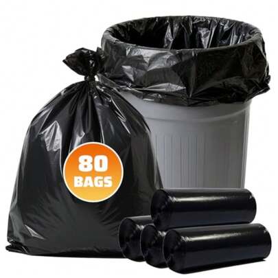 55-60 Gallon Trash Bags 80 Count 21 Micron HDPE Durable and Tear-Resistant Trash Can Liners Suitable for 55-60 Gallon Trash Can Garbage Bags for Packing Leaves Kitchen Waste and Household Waste