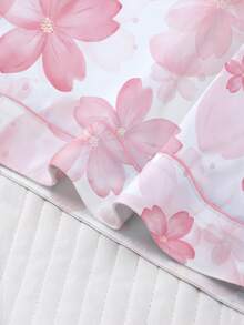 2pcs/Set Conjunto de pijama para mujer, estampado de pétalos florales, ropa de estar en casa para mujer, atuendo de vacaciones de primavera/verano, top de manga corta con solapa y pantalones cortos, se puede usar en el exterior - Rosa - Ver 6