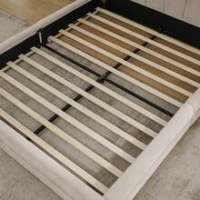 Double Bed 140*200cm, Chenille Fabric, Comfortable Backrest, Sturdy Eucalyptus And Iron Frame, Easy To Assemble, Beige (Without Mattress) - Beige - View 8