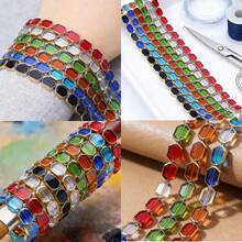 1颗时尚长方形心形和钻石形玻璃刻面水晶珠，金边米珠，DIY串珠手链、项链、耳环饰品配件 - DIY - 查看 4