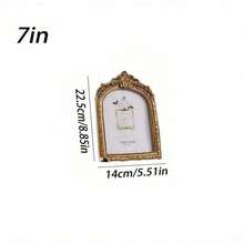 Picture Frame Vintage, Gold Ornate Resin Photo Frame With Glass Front Decor Photo Frame For Photo Display, Wedding Anniversary Party Christmas Valentine Gift Window Shaped Frame For Tabletop And Wall Mounting, Antique Arch Frame For Home Office Decor - Multicolor - View 9