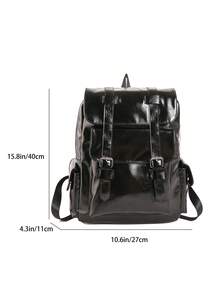 Ba lô unisex, màu đen, đa năng, kiểu dáng thường ngày, túi du lịch, túi đựng laptop cỡ lớn tối giản dành cho sinh viên. - đen - Xem 11
