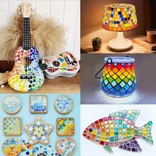 150克/5.3盎司 0.39英寸/0.59英寸 彩虹色混合方形玻璃马赛克瓷砖 - 优质工艺装饰品，适用于创意艺术、绘画、手工珠宝和DIY项目 - A - 查看 7