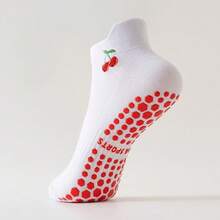 Damen süße Kirsche rutschfeste Yoga Socken, Silikon Anti-Rutsch Pilates Socken, bequeme atmungsaktive Mittelhoch Sport Socken, Indoor Fitness Barfuß Training Socken, geeignet für Frühling und Sommer - Verschiedenfarbig - Übersicht 13