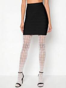 CLAGAINER 两双装菱形图案渔网袜套装，透明弹力连裤袜，性感镂空丝袜 - 彩色 - 查看 9