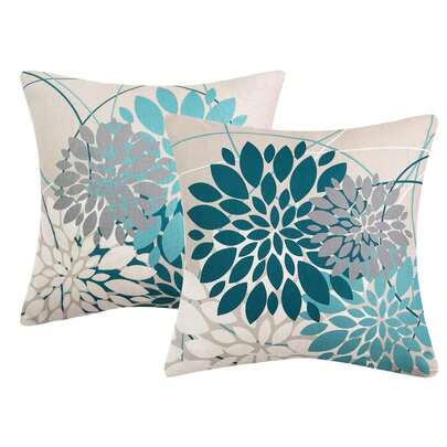 2pcs Cushion Cover Sofa Modern Floral Blue Pillowcase Spring And Summer Decorative Seat Cushion Cover Suitable For Living Room Home Decoration Sofa Single Side Without Pillow Core