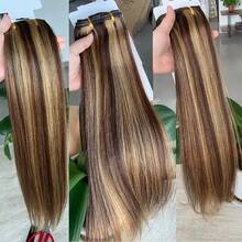 Hair Clip In Hair Extensions Straight Human Hair 8Pcs 110g 4/27 Ombre Hightlight Clip In Extensions Remy Clip In Hair Extensions Double Weft Real Human Hair Extensions Clip For Women 24inch - S4/27 - Xem 6