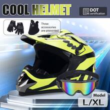 DOT Certified Off-Road Helmet Set Black Green Color Size L With Goggles Gloves Mask For Adult ATV UTV Dirt Bike - L - Xem 1
