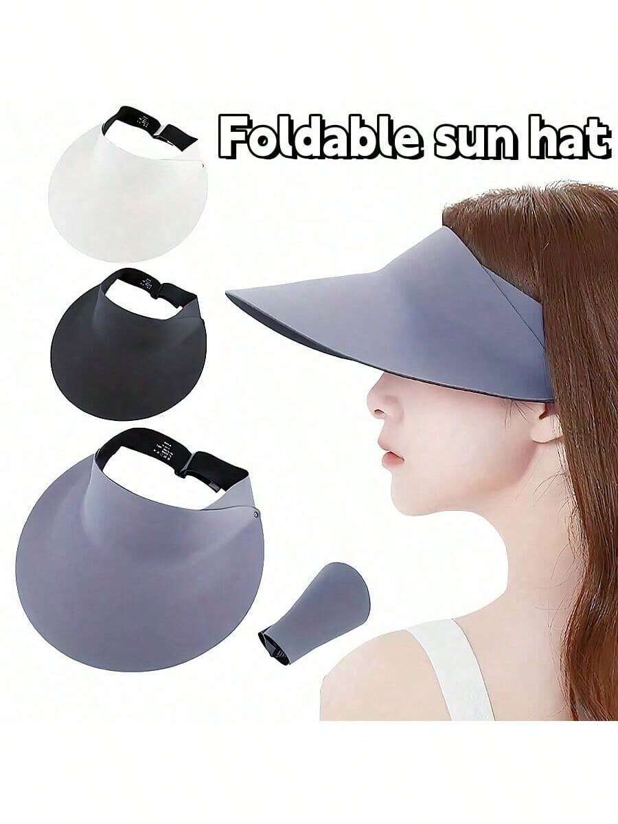 Sombrero de protección solar sin costuras de una sola pieza, nuevo sombrero de ala ancha para mujer, sombrero de sol plegable - Multicolor - Ver 1