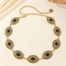 Personality Oval Hollow Flower Disc Metal Waist Chain, Retro Body Chain For Hot Girls - Gold - View 2