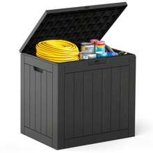31 Gallon Resin Deck Box, Waterproof UV Resistant Outdoor Storage Box For Garden, Garage,Indoor,Black-1 - 黑-1 - 查看 9