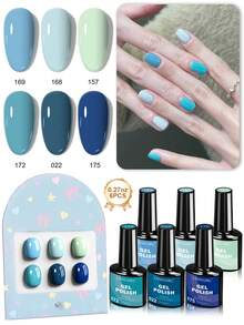 Limegirl 6-Farben Gel Nagellack Set, schnelltrocknend und langanhaltend, sanfte Frühlingsfarben in Violett, Kirschblütenpollen, Babyblau, Dream Town Serie, Macaron hell und sanftes Nagellack Set für Frauen als Geschenk. - Verschiedenfarbig - Übersicht 10
