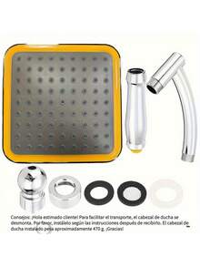 1 Set 9-Inch High Pressure 360° Adjustable Large Round Rain Shower Head, High Pressure Handheld Ceiling Mount Rain Shower Head Set, Wall-Mounted Installation, Super Boosted Water Spray, Ergonomic Handle, Dual Handles Design Easy To Install And Clean, Provides Luxurious Bathing Experience, Suitable For Home, Hotel, Apartment, Gym Bathroom And Shower Room, Upgrade Your Bathroom, Ideal Christmas Gift And Bathroom Renovation - Multicolor - View 10