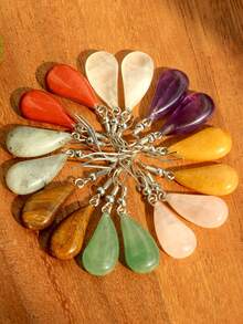 Fashionable Teardrop Natural Stone Earrings, Bohemian Style Amethyst & Feldspar & Red Stone Dangle Earrings, Delicate Beach Holiday Jewelry - Multicolor - View 3