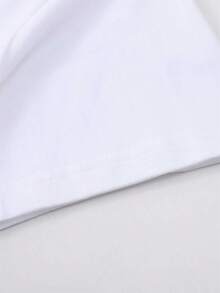 1PC Women's Casual Short Sleeve T-Shirt|Blue Rabbit Surrounded By Flower Wreath|100% Cotton Crew Neck|Suitable For Spring,Summer And Autumn - White - View 5