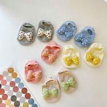 5双装女婴防滑蝴蝶结袜，可爱公主甜美风婴儿地板袜 - 彩色 - 查看 3