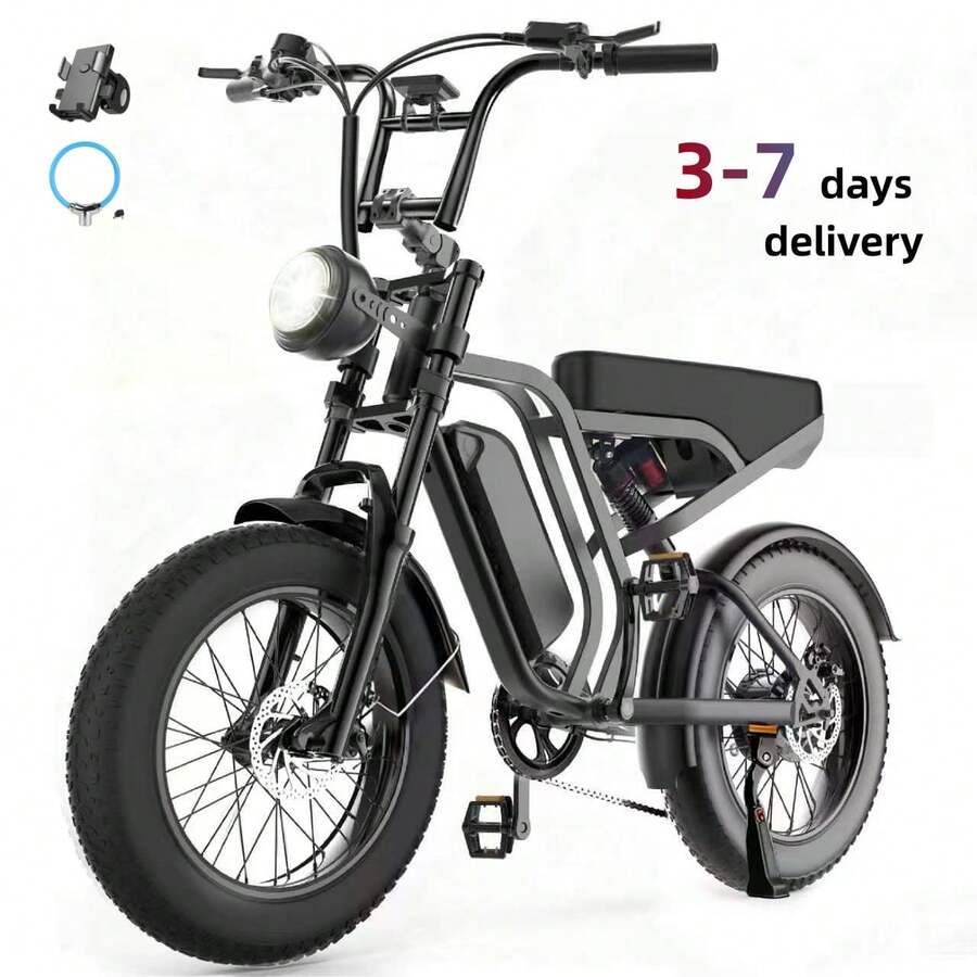 Adult Electric Bicycle, 20-Inch Wide Tires, 48-Volt 15 Ah Battery, Rated Power 750W, Maximum Range 29-39 Miles, Maximum Load Capacity 330 Lbs. - 加 - 查看 1