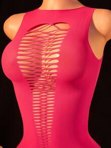 1 bộ đồ lót gợi cảm dành cho nữ, áo liền thân lưới, khoét rỗng, không tay, kiểu bikini ôm sát, trang phục gợi cảm cho các bữa tiệc, đóng vai trò trong ngày Valentine. - Màu Hồng Tươi - Xem 5