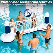 Large Inflatable Pool Games Volleyball Net Pool Floats Set with 9" Anchor Ball 2 Weight Bags and Yacht Design Floating Swimming Game Toy for Adults Perfect for Summer Water Sport Pool Party - como en la foto - Ver 5