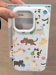 Tương thích với dòng 17/17 Pro/17 Pro Max/16/15/14/13/12/11, 1 chiếc ốp lưng điện thoại chống rơi hình mèo làm từ vỏ gạo nếp lỏng INS, vỏ bảo vệ, phù hợp với 17 Pro Max, ốp lưng điện thoại thời trang. - Màu xanh nhạt - Xem 1