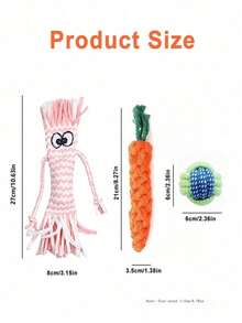 1 món đồ chơi cho chó hình củ cà rốt bằng dây cotton, bóng gặm bằng dây thừng đan thủ công, đồ dùng huấn luyện thú cưng ngoài trời. - Nhiều màu - Xem 2