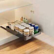 Multi-Size Pull-Out Storage Rack, No Drilling Required Under-Sink Cabinet Pull-Out Organizer | Kitchen Spice/Cookware Pull-Out Storage Rack | Sliding Drawer And Kitchen Storage Organizer - Multicolor - View 18